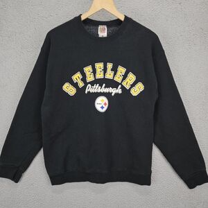 Vintage Pittsburgh Steelers 90s NFL Logo Sweatshirt Crewneck Black Size Large